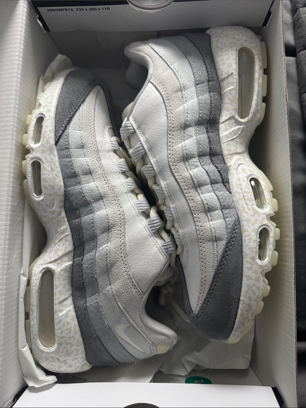 Nike Air Max 95 White and Gray Layered Suede Sneakers